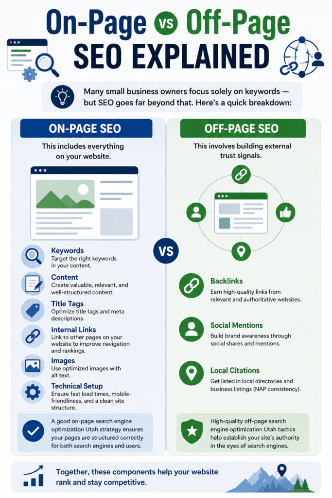 Comparison of on-page and off-page SEO
